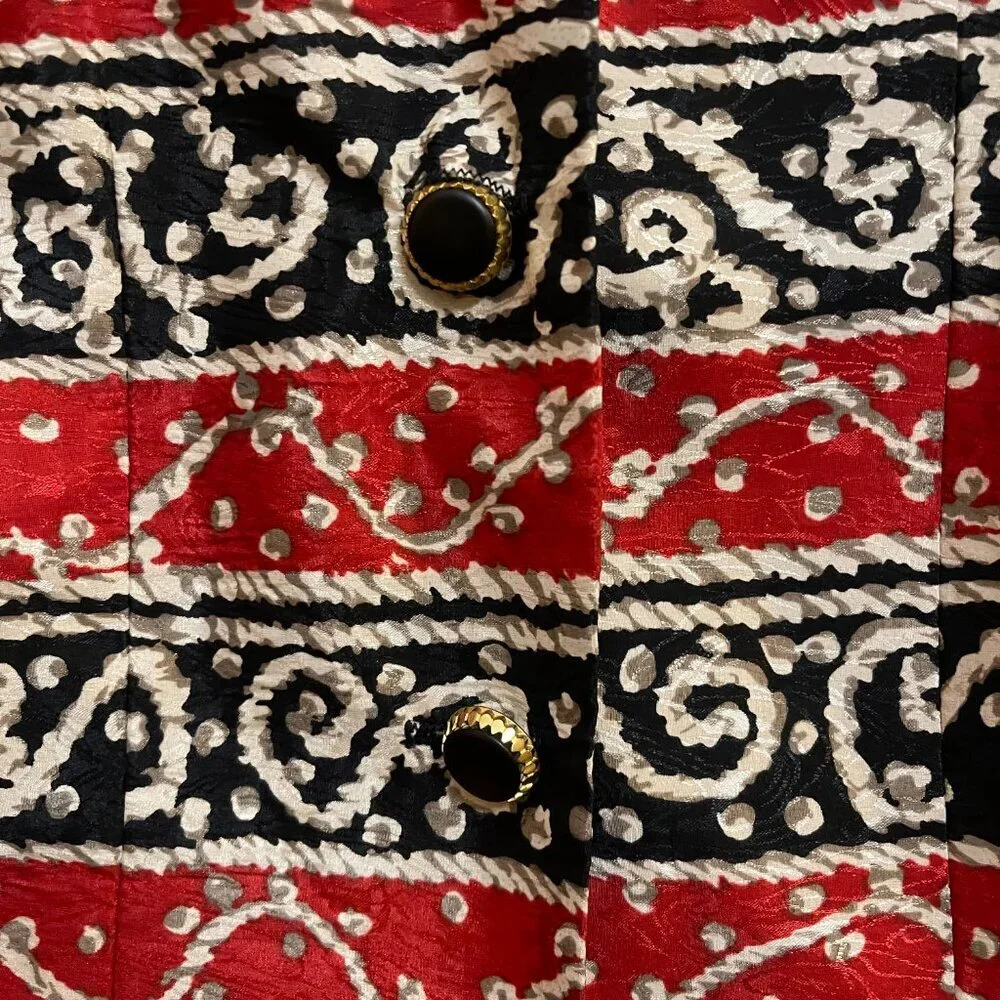 Vintage Made in USA Statement Jacket | Red Black Gold Geometric - Picture 3 of 9